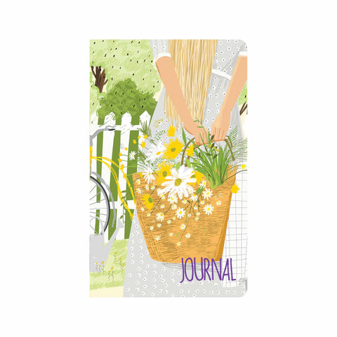 Woman with Basket of Flowers Journal